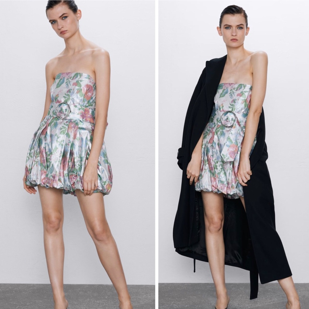 Zara printed dress with belt